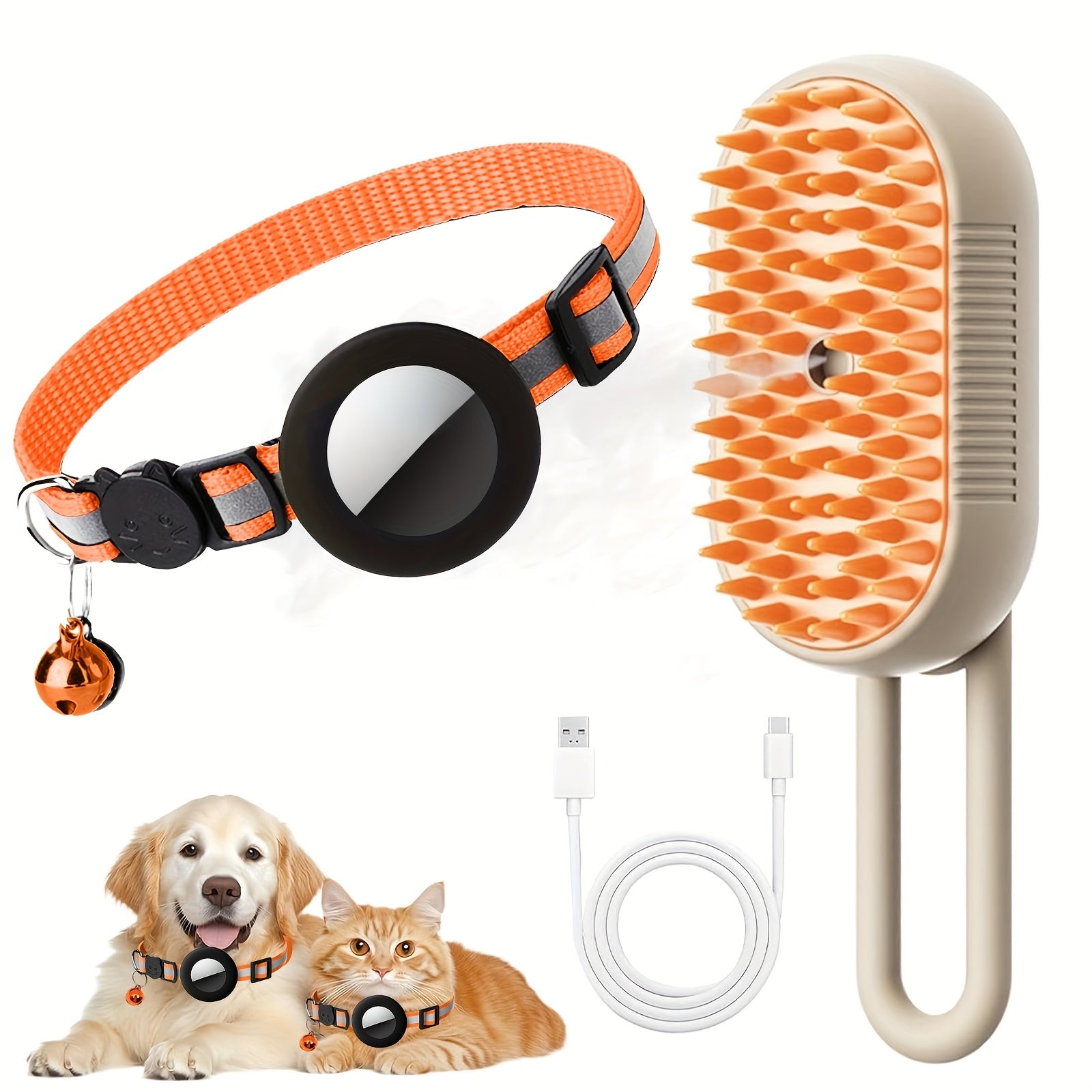 2025 Upgraded TEDDY RUN 4-in-1 Pet Steam Brush – Self-Cleaning Deshedding Comb with Spray, Anti-Static Grooming Tool for Cats & Dogs, USB Rechargeable Rubber Bristle Brush