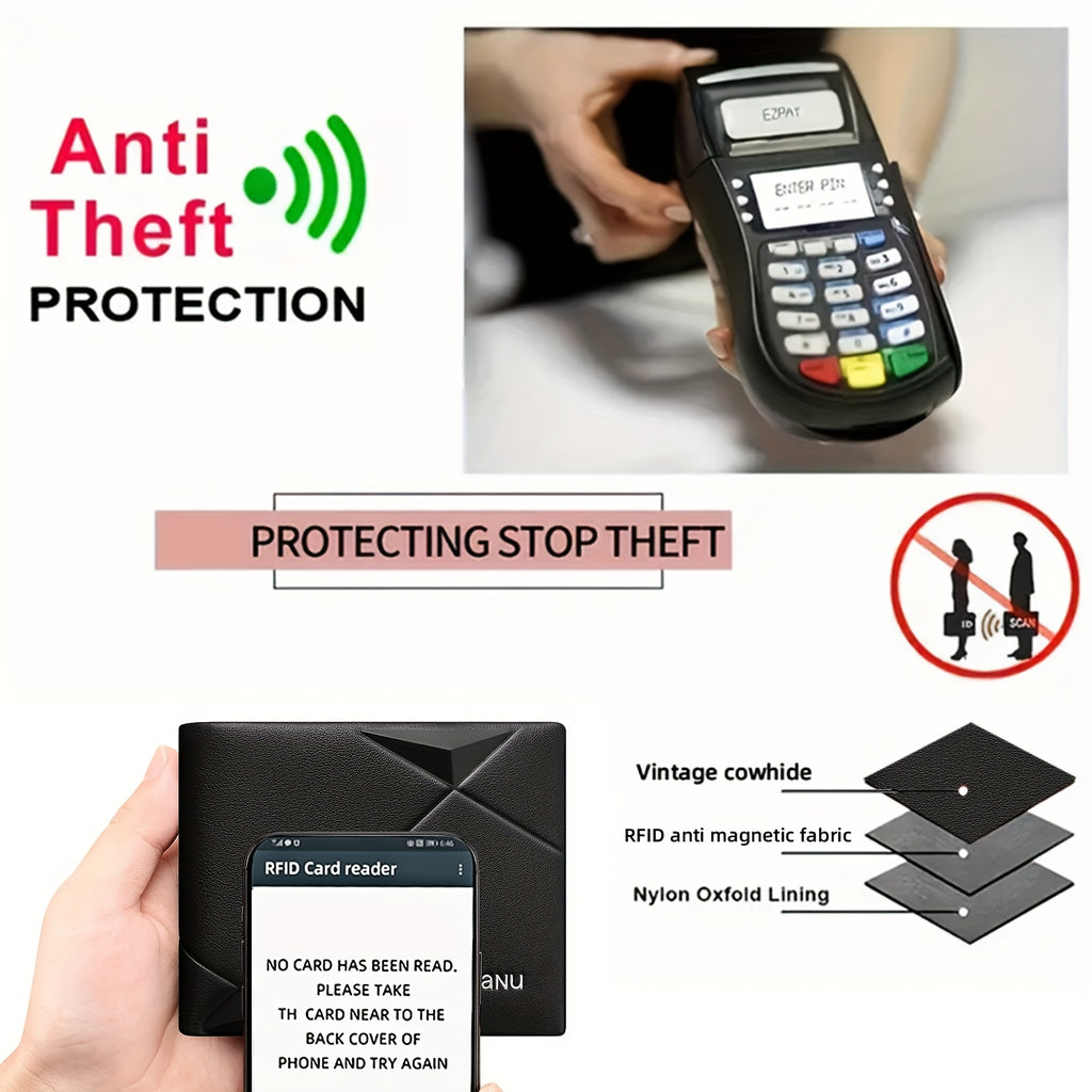 BANYANU Men’s Genuine Top-Grain Leather Wallet – Vintage RFID Blocking Large Capacity Wallet with 11 Card Slots, Perfect Father’s Day Gift