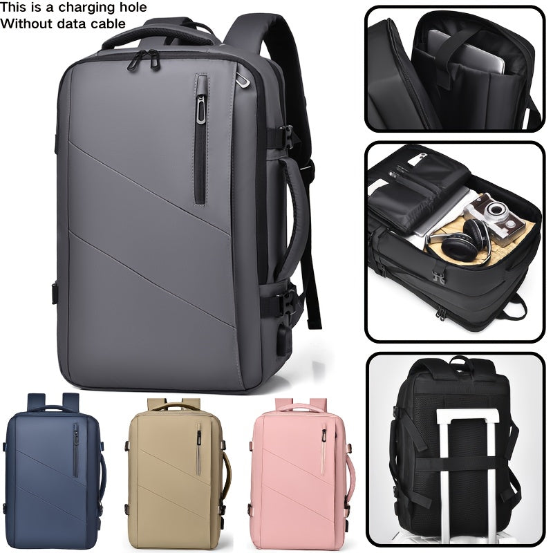 WEIXIER Unisex Large Capacity Travel Backpack – PU Leather Dual-Shoulder Bag with Horizontal Handle, Expandable Compartment & Independent Laptop Sleeve for Work, School & Weekend Trips