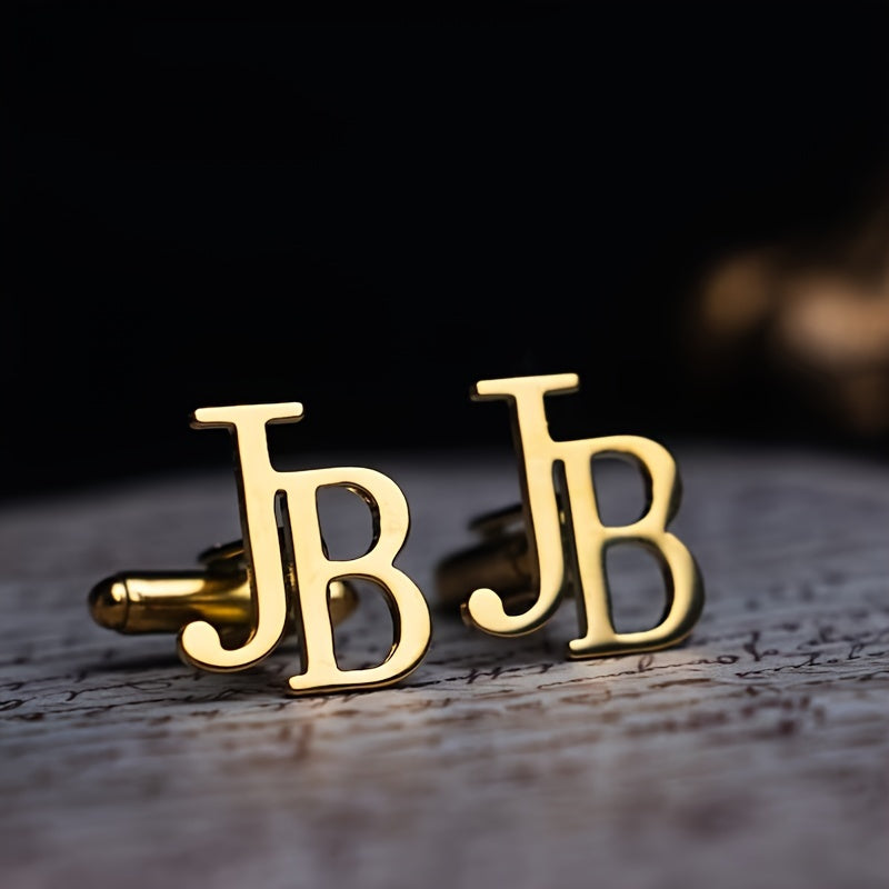 Personalized Stainless Steel Name Cufflinks – Custom Letter & Initial Nameplate Cufflinks, Simple Gentleman Suit Shirt Jewelry, Gift for Thanksgiving & Christmas