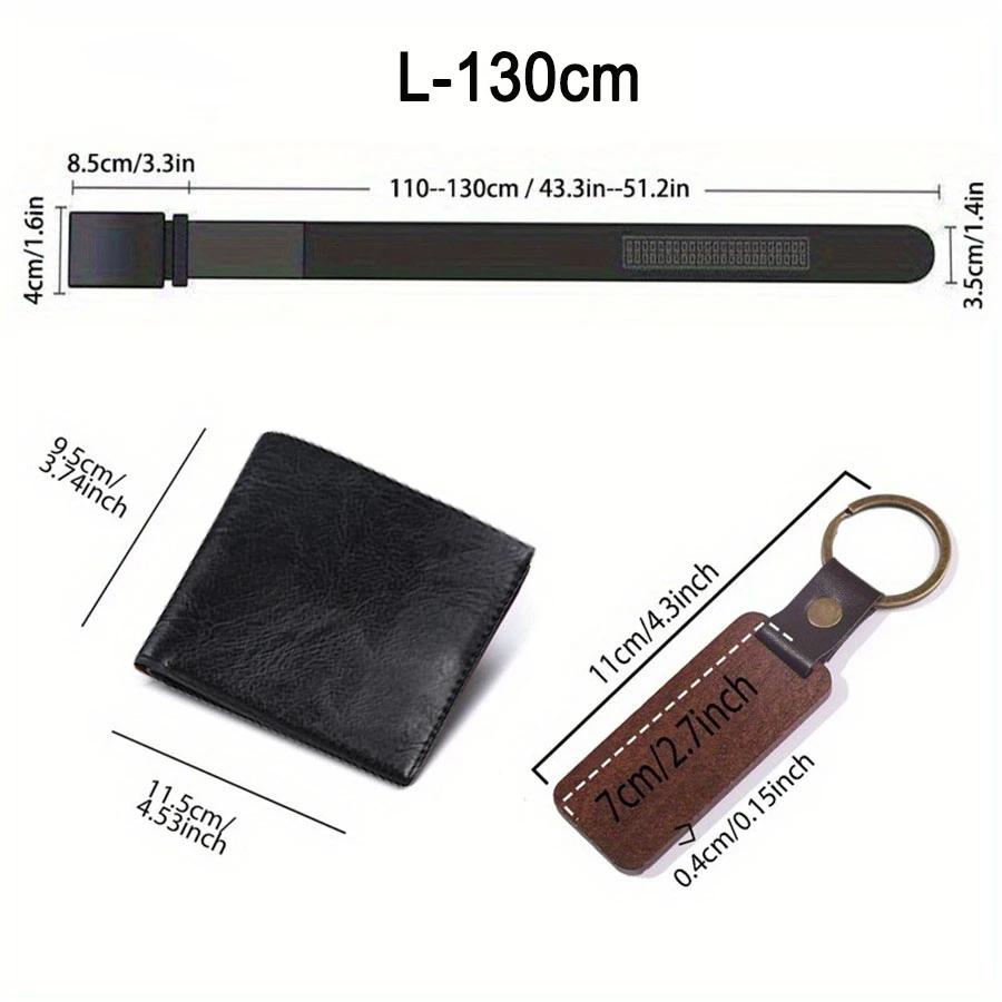 3pcs Customized Men’s Wallet, Belt & Pendant Keychain Gift Set – Vintage PU Leather with Large Name Personalization – Durable Daily Use Accessories for Father’s Day & Birthday Gifts