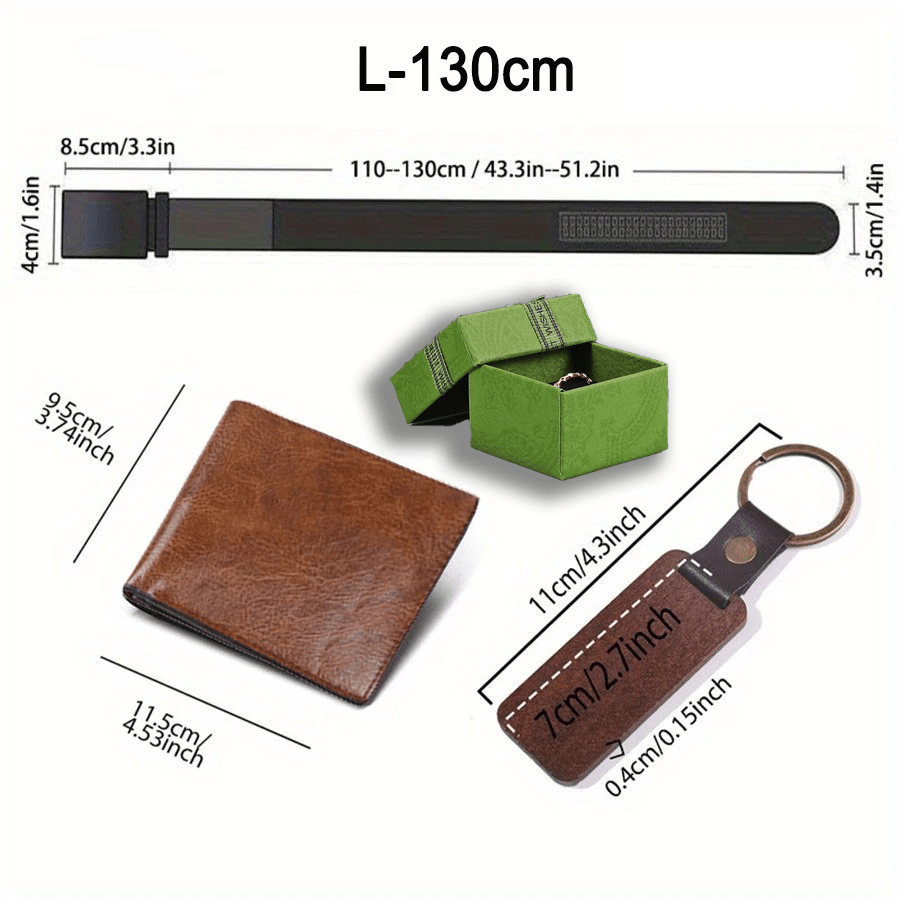 3pcs Customized Men’s Wallet, Belt & Pendant Keychain Gift Set – Vintage PU Leather with Large Name Personalization – Durable Daily Use Accessories for Father’s Day & Birthday Gifts