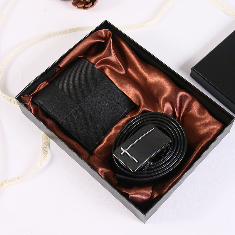 Men’s Luxury PU Gift Set (2–10pcs) – Golden Business Wallet, Belt & Watch-Style Accessories in Red-Lined Gift Box for Husband, Boyfriend – Birthday, Valentine’s Day & New Year