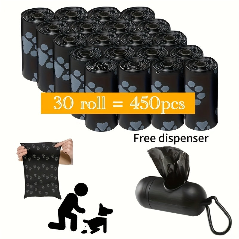 450pcs Dog Poop Bags with Dispenser – 30 Rolls Thickened Leak-Proof Pet Waste Bags, Portable Holder for Outdoor Walks, Travel & Hiking