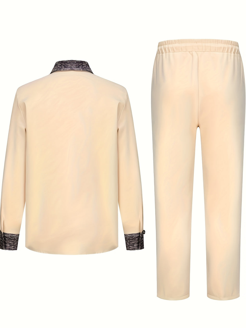 2025 Luxury Traditional Men’s Two-Piece Suit Set – Ethnic Style Long-Sleeve Shirt & Pants with Belt, Patchwork Party Outfit for Travel, Banquet & Casual Wear