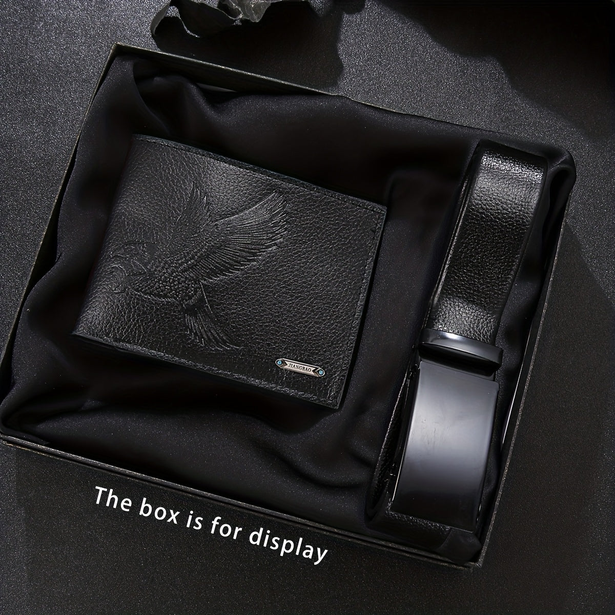 2-Piece Men’s Luxury Black Wallet & Belt Set – Slim PU Leather Dress Combo with Gold-Tone Logo – Valentine’s & Birthday Gift for Him