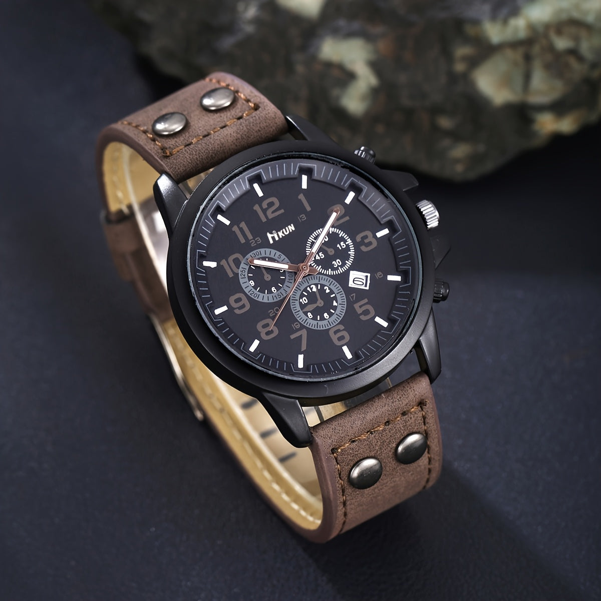 7-Piece Men’s Vintage Watch Gift Set – PU Leather Watch, Wallet, Belt, Glasses, Keychain, LED Light & Greeting Card in Gift Box – Perfect Birthday, Anniversary & Father’s Day Present