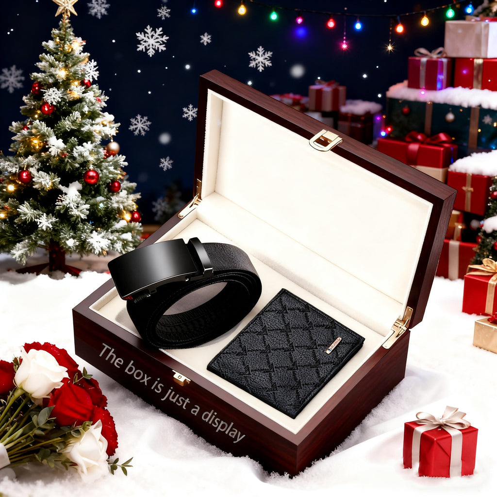 2-Piece Men’s Wallet & Belt Set – Classic PU Leather Business Gift for Dad, Husband & Boyfriend – Perfect for Weddings, Anniversaries & Corporate Gifts