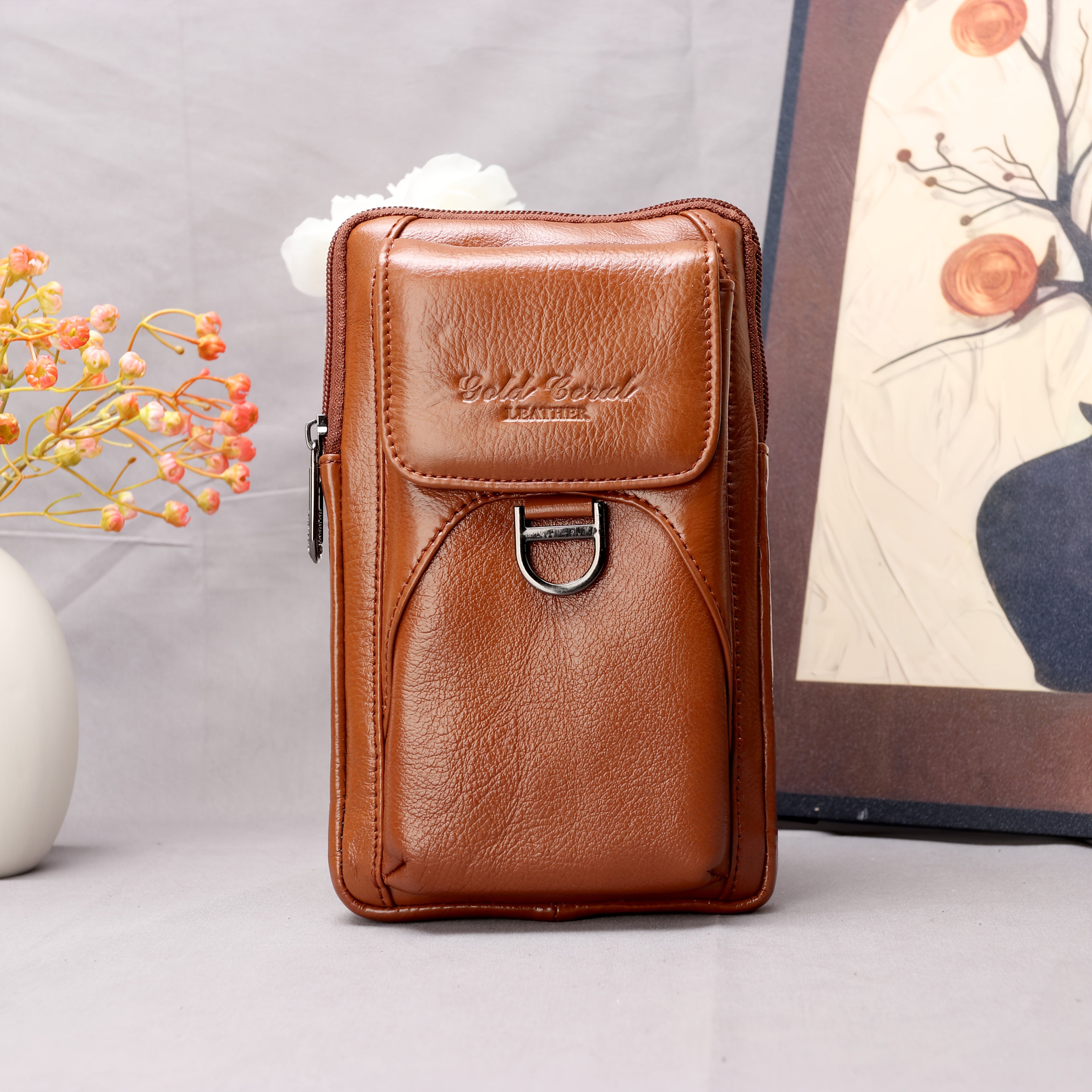 EAPN Men’s Genuine Leather Waist Bag & Wallet Combo – Black Top-Grain Crossbody Belt Bag with Multi-Pockets, Detachable Adjustable Strap & Zipper Closure for Daily Commute, Business & Casual