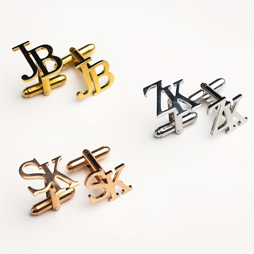 Personalized Stainless Steel Name Cufflinks – Custom Letter & Initial Nameplate Cufflinks, Simple Gentleman Suit Shirt Jewelry, Gift for Thanksgiving & Christmas