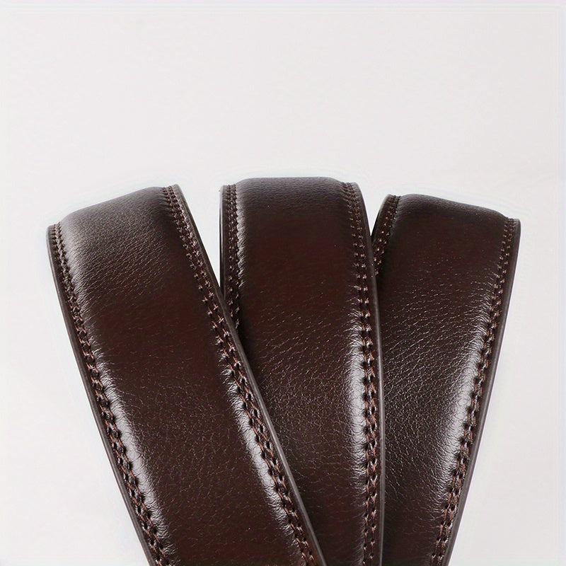 Men’s Black Ratchet Belt – Genuine Cowhide Leather with Automatic Golden Buckle, Adjustable Business & Casual Belt by VERSDO