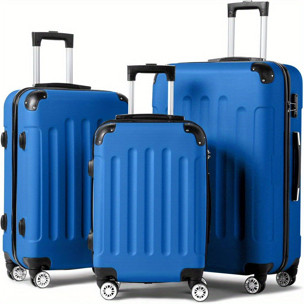 AUTOFOREVER 3-Piece ABS Hardshell Luggage Set – 20"/24"/28" Spinner Suitcases with Aluminum Frame, TSA-Style Combination Lock & 4-Wheel 360° Spinners for Men & Women (White/Red/Black/Bright Pink/Blue)