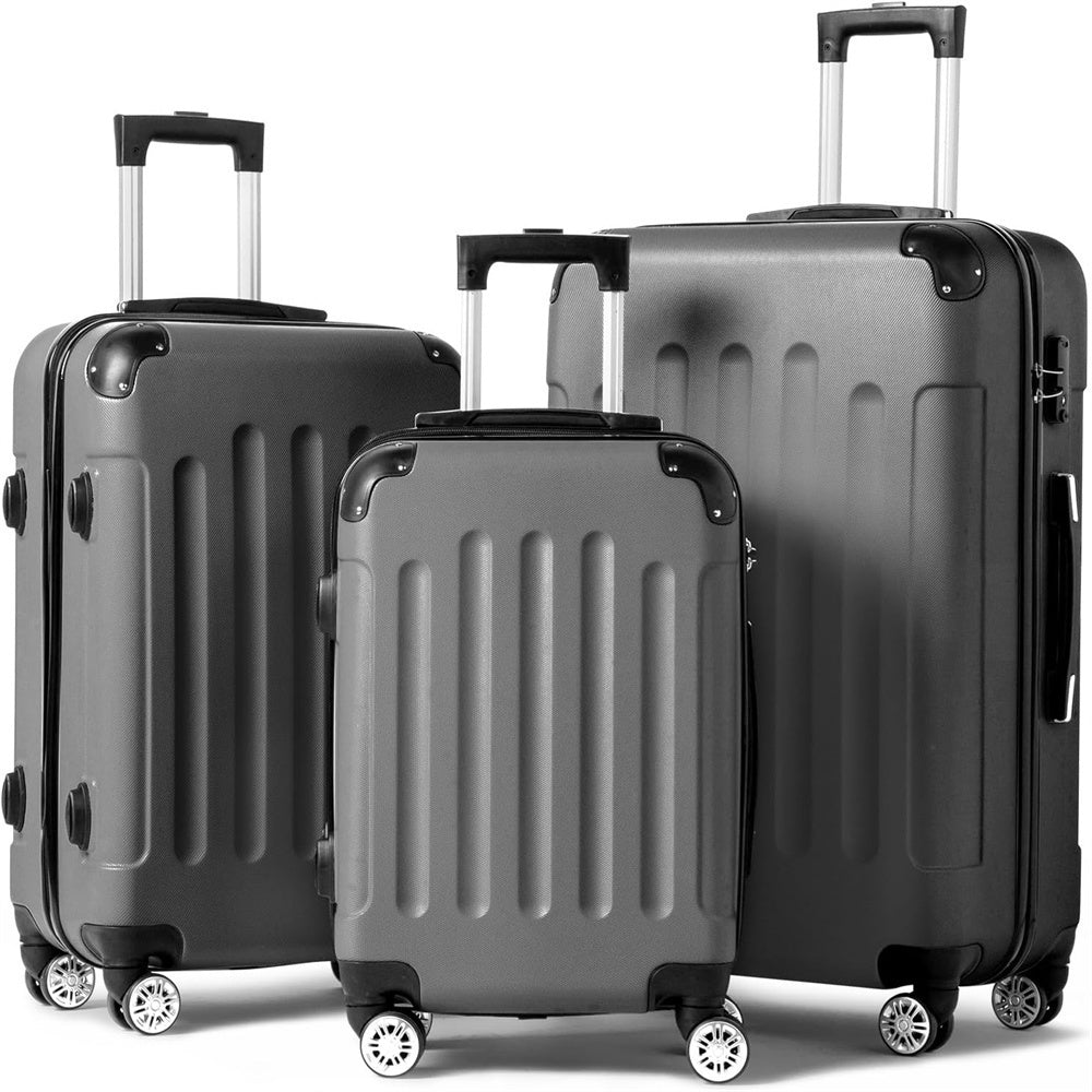 AUTOFOREVER 3-Piece ABS Hardshell Luggage Set – 20"/24"/28" Spinner Suitcases with Aluminum Frame, TSA-Style Combination Lock & 4-Wheel 360° Spinners for Men & Women (White/Red/Black/Bright Pink/Blue)