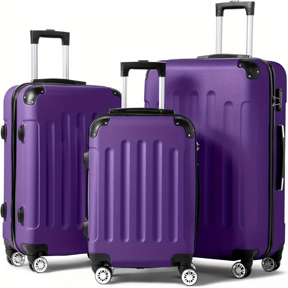 AUTOFOREVER 3-Piece ABS Hardshell Luggage Set – 20"/24"/28" Spinner Suitcases with Aluminum Frame, TSA-Style Combination Lock & 4-Wheel 360° Spinners for Men & Women (White/Red/Black/Bright Pink/Blue)