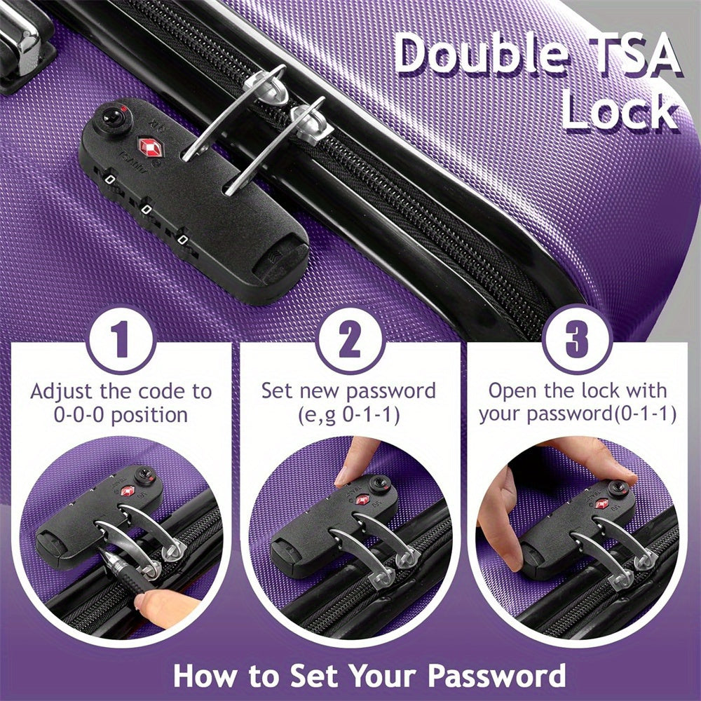 AUTOFOREVER 3-Piece ABS Hardshell Luggage Set – 20"/24"/28" Spinner Suitcases with Aluminum Frame, TSA-Style Combination Lock & 4-Wheel 360° Spinners for Men & Women (White/Red/Black/Bright Pink/Blue)