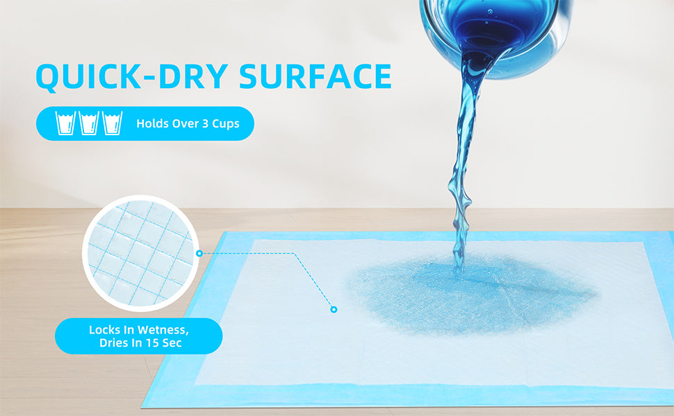 Super Absorbent Waterproof Dog Pee Pads 23.6" x 23.6" – 50/100/200/300/400 Pack Puppy Training Pads for Housebreaking, Pet Toilet Use, Leak-Proof & Odor Control