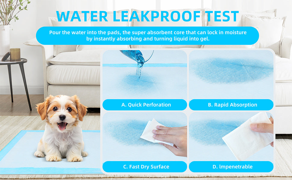 Super Absorbent Waterproof Dog Pee Pads 23.6" x 23.6" – 50/100/200/300/400 Pack Puppy Training Pads for Housebreaking, Pet Toilet Use, Leak-Proof & Odor Control