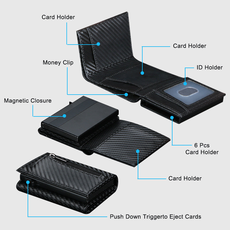 2pcs Minimalist Wallet for Men, Cowhide Leather Ratchet Belt Men, Slim RFID Wallet I Scratch Resistant, Matte Credit Card Holder & Money Clip, Easily Removable Money & Cards, Men's Wallets