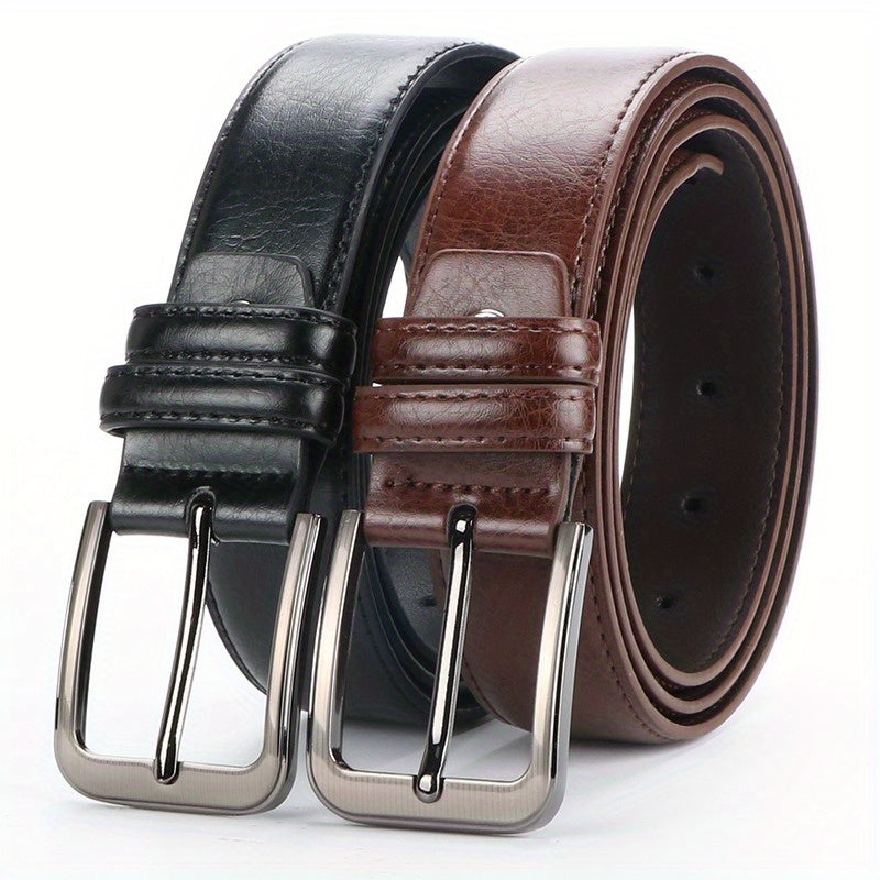 VERSDO 2pcs Men’s Genuine Leather Belts – Casual Retro Pin Buckle Jeans Belt Set, Everyday Wear & Gift for Father’s Day & Valentine’s Day