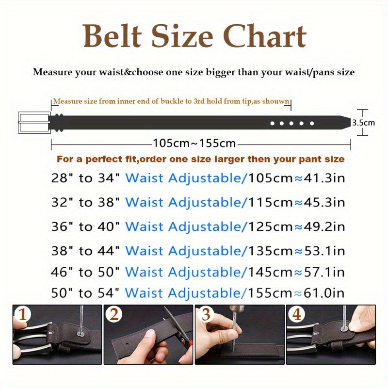 VERSDO 2pcs Men’s Genuine Leather Belts – Casual Retro Pin Buckle Jeans Belt Set, Everyday Wear & Gift for Father’s Day & Valentine’s Day