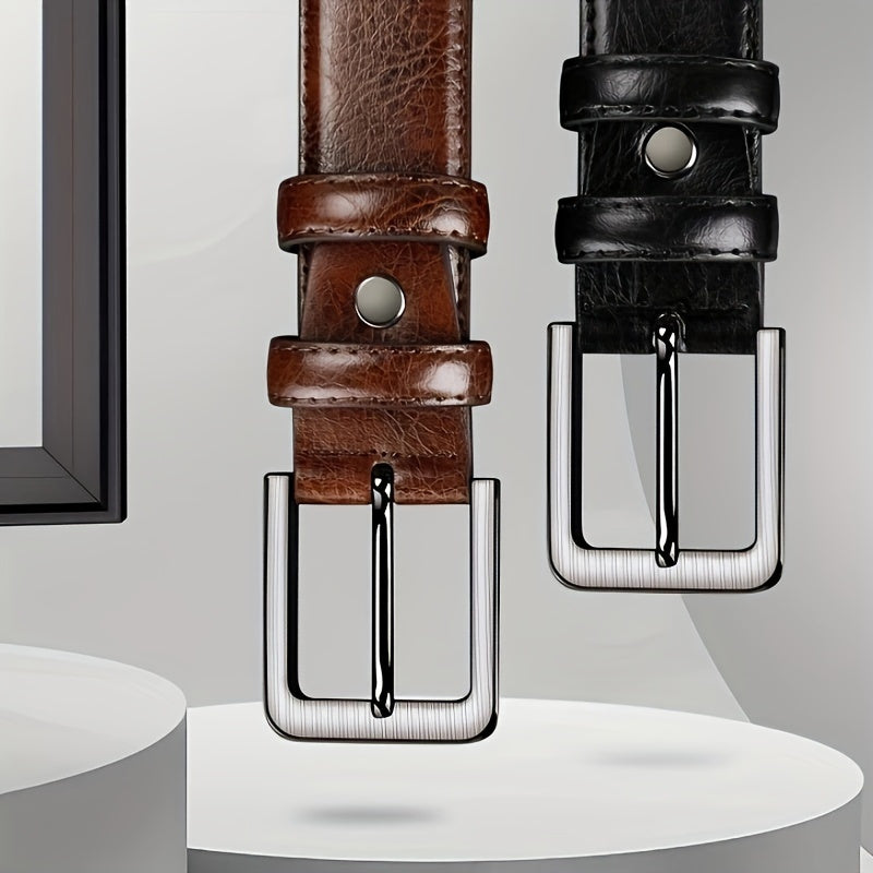 VERSDO 2pcs Men’s Genuine Leather Belts – Casual Retro Pin Buckle Jeans Belt Set, Everyday Wear & Gift for Father’s Day & Valentine’s Day