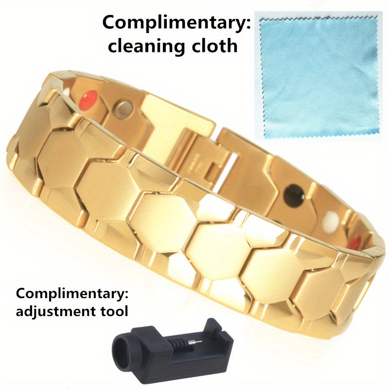 Women’s Titanium Steel Magnetic Bead Bracelet – 14K Gold Plated Spherical Magnet Fashion Bracelet, Simple & Luxurious Gift for Family and Friends