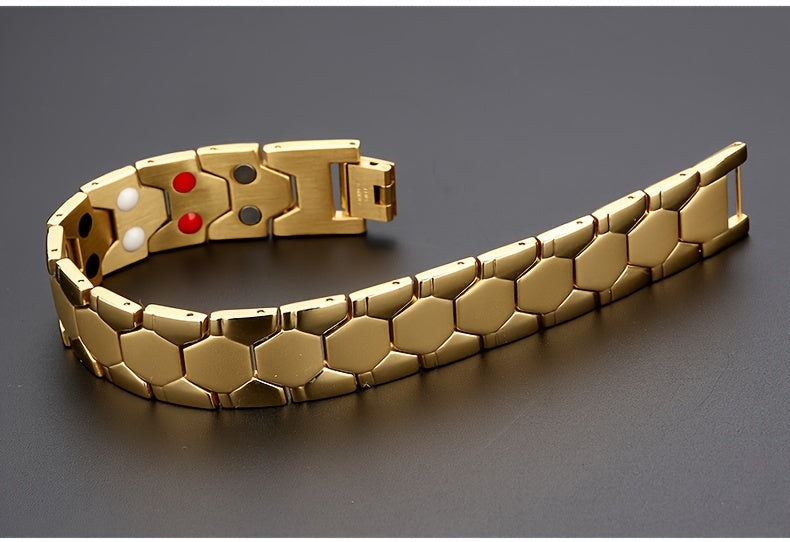 Women’s Titanium Steel Magnetic Bead Bracelet – 14K Gold Plated Spherical Magnet Fashion Bracelet, Simple & Luxurious Gift for Family and Friends