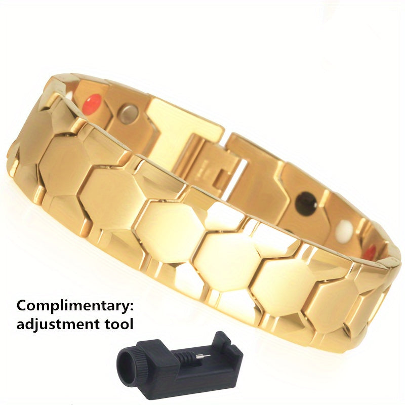 Women’s Titanium Steel Magnetic Bead Bracelet – 14K Gold Plated Spherical Magnet Fashion Bracelet, Simple & Luxurious Gift for Family and Friends