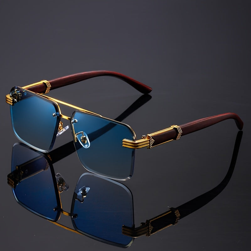 4pcs Unisex Retro Square Fashion Glasses – Frameless Double-Bridge Decorative Eyeglasses, Polycarbonate Frame & Resin Lenses for Parties, Photos & Cosplay