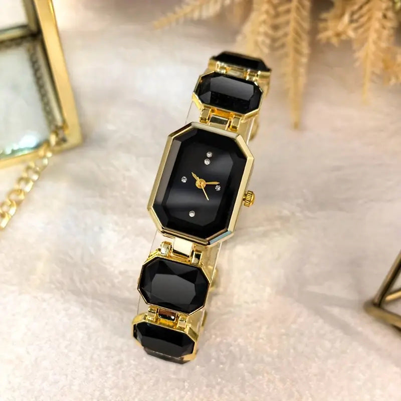 DITURUBY 5pcs Luxury Bohemian Women’s Jewelry & Watch Set – 14K Gold Plated Boho Necklace, Earrings, Ring & Dress Watch for Daily Wear & Party Outfits