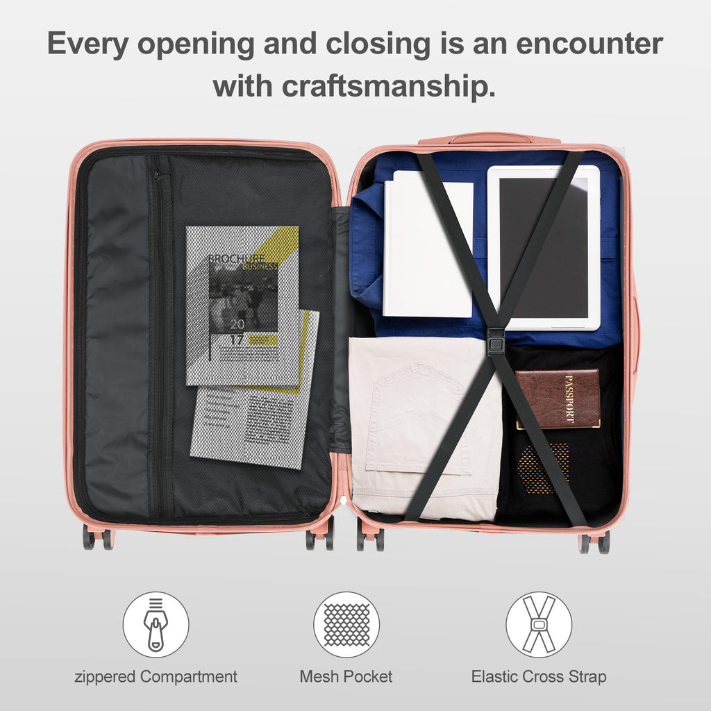 3pcs Luggage with Corner Protectors, 20/ 24/ 28-Inch, Durable Hard Shell, 360 Spinner Wheels, with TSA Lock, Multifunctional Large Capacity, Lightweight Travel Suitcase