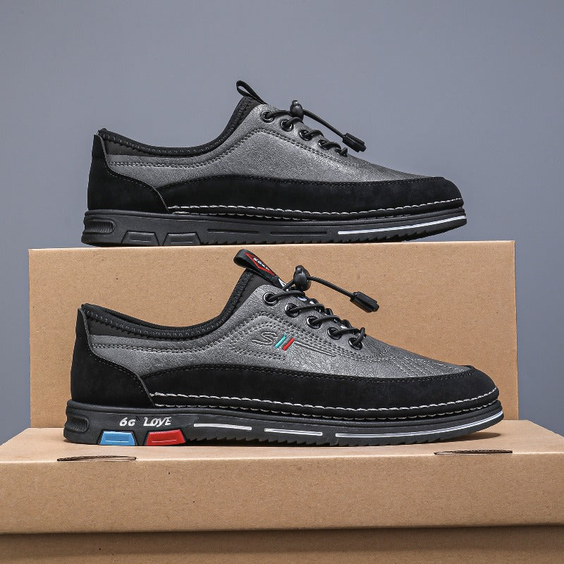 Men’s Slip-Resistant Running Shoes – zhenyuezu Grey/Black Low-Top Sneakers with PU Upper, PVC Sole & EVA Cushioning for Gym, Jogging, Hiking & Daily Streetwear