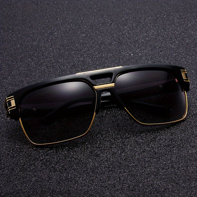 Retro Metal Half Frame Glasses for Women & Men - Oversized Lightweight Design with Sturdy Metal Hinge, Polycarbonate Frame & PC Lens, Retro Style for Parties, Casual Wear & Activities