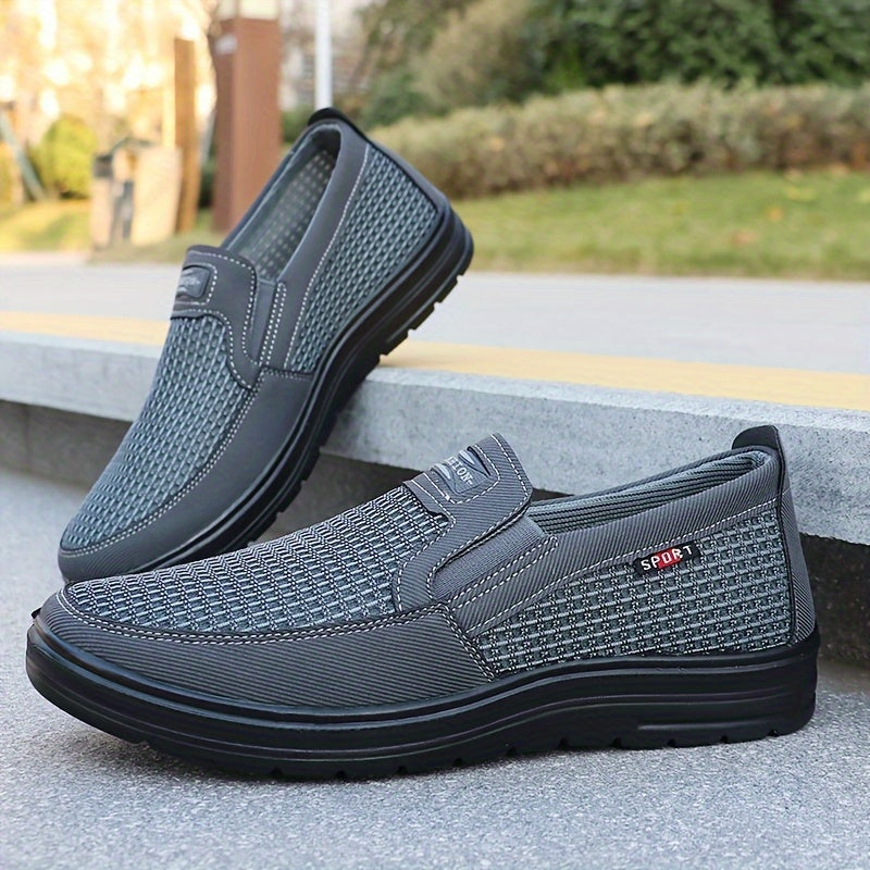 Men’s Slip-On Canvas Shoes – Breathable Vintage Striped Low-Top Footwear with PU Sole, Non-Slip Casual Sneakers for Outdoor & Daily Wear