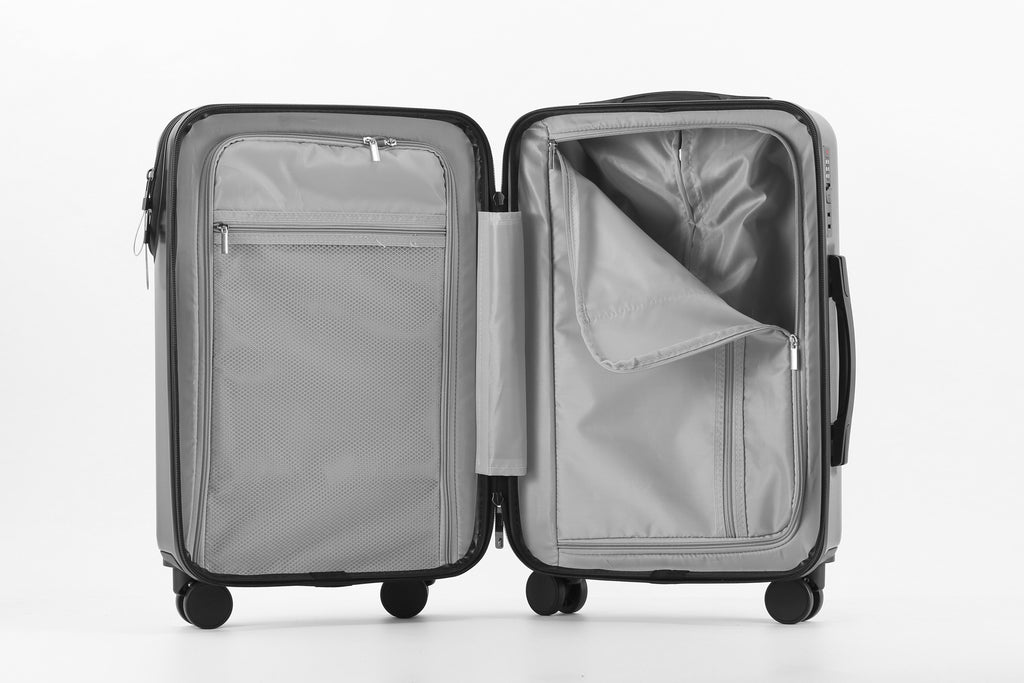 20" Hard Shell Carry-On Spinner Suitcase with TSA-Style Combination Lock – ABS+PC Lightweight Luggage with USB Port, Red & Black Travel Boarding Case for Daily Use