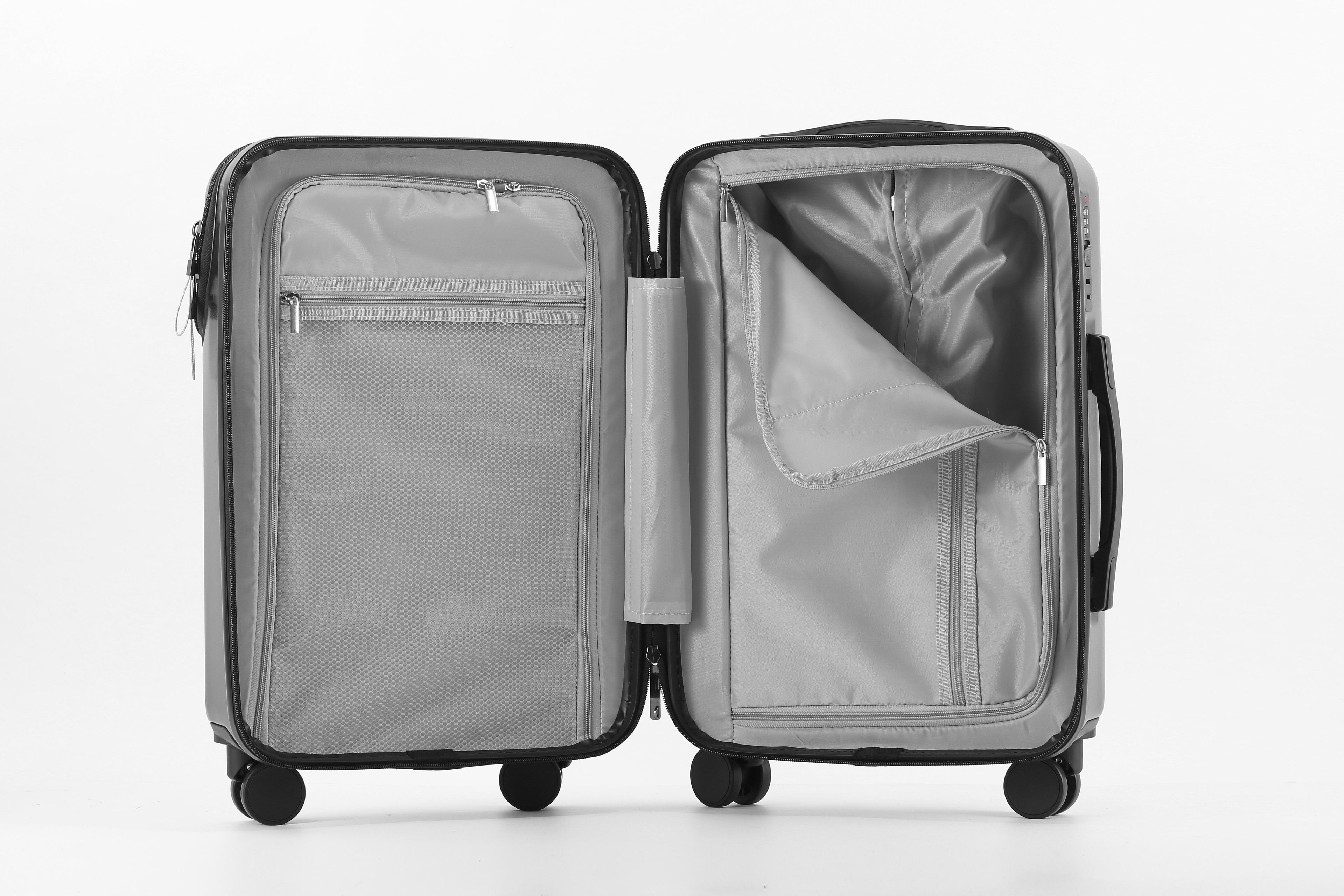 20" Hard Shell Carry-On Spinner Suitcase with TSA-Style Combination Lock – ABS+PC Lightweight Luggage with USB Port, Red & Black Travel Boarding Case for Daily Use