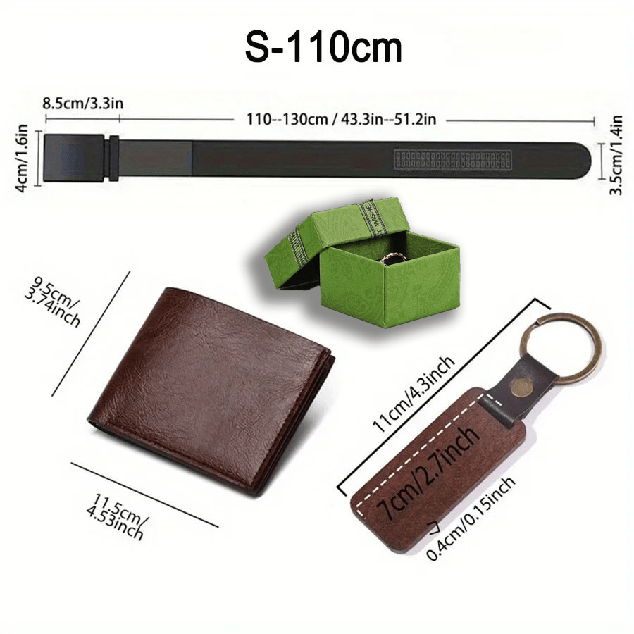 3pcs Customized Men’s Wallet, Belt & Pendant Keychain Gift Set – Vintage PU Leather with Large Name Personalization – Durable Daily Use Accessories for Father’s Day & Birthday Gifts