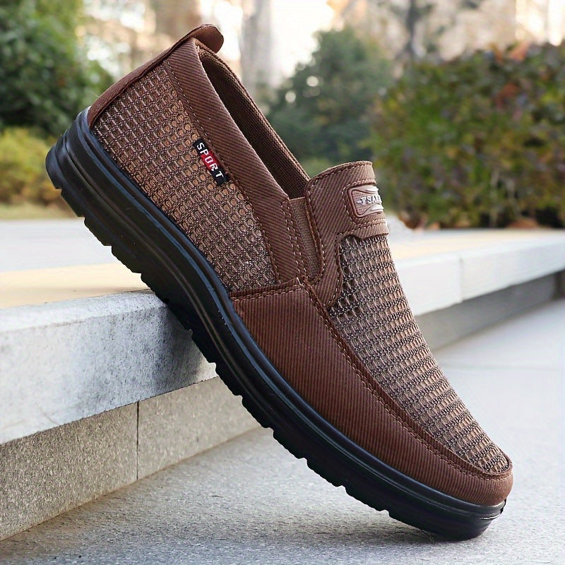 Men’s Slip-On Canvas Shoes – Breathable Vintage Striped Low-Top Footwear with PU Sole, Non-Slip Casual Sneakers for Outdoor & Daily Wear