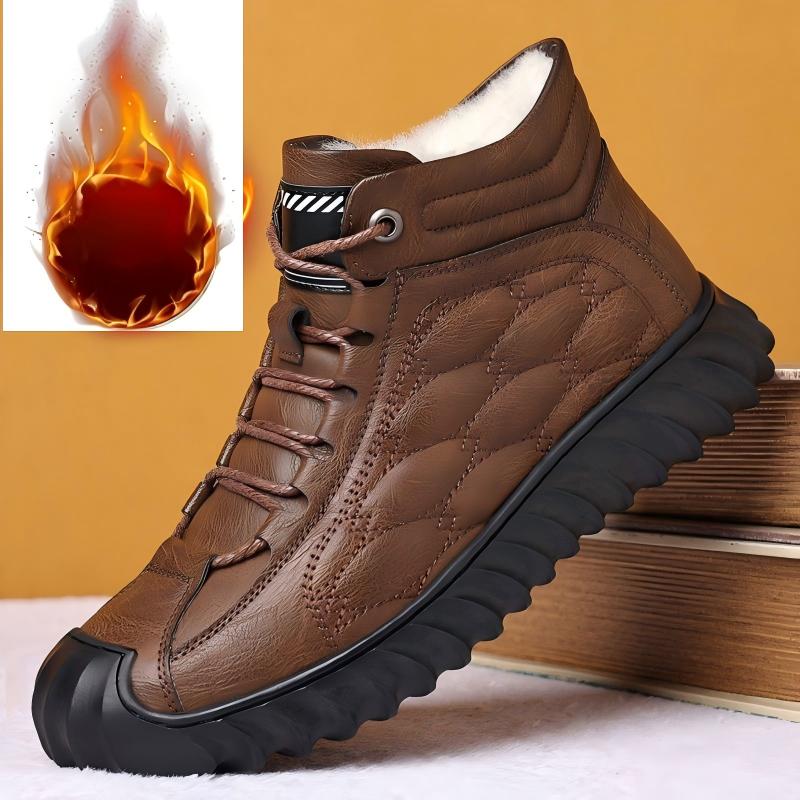 Men’s 2025 Winter Plush Snow Boots – Warm High-Top Short Ankle Boots with Non-Slip Rubber Sole for Ice & Snow, Casual Sports Boots for Cold Weather & Urban Commuting