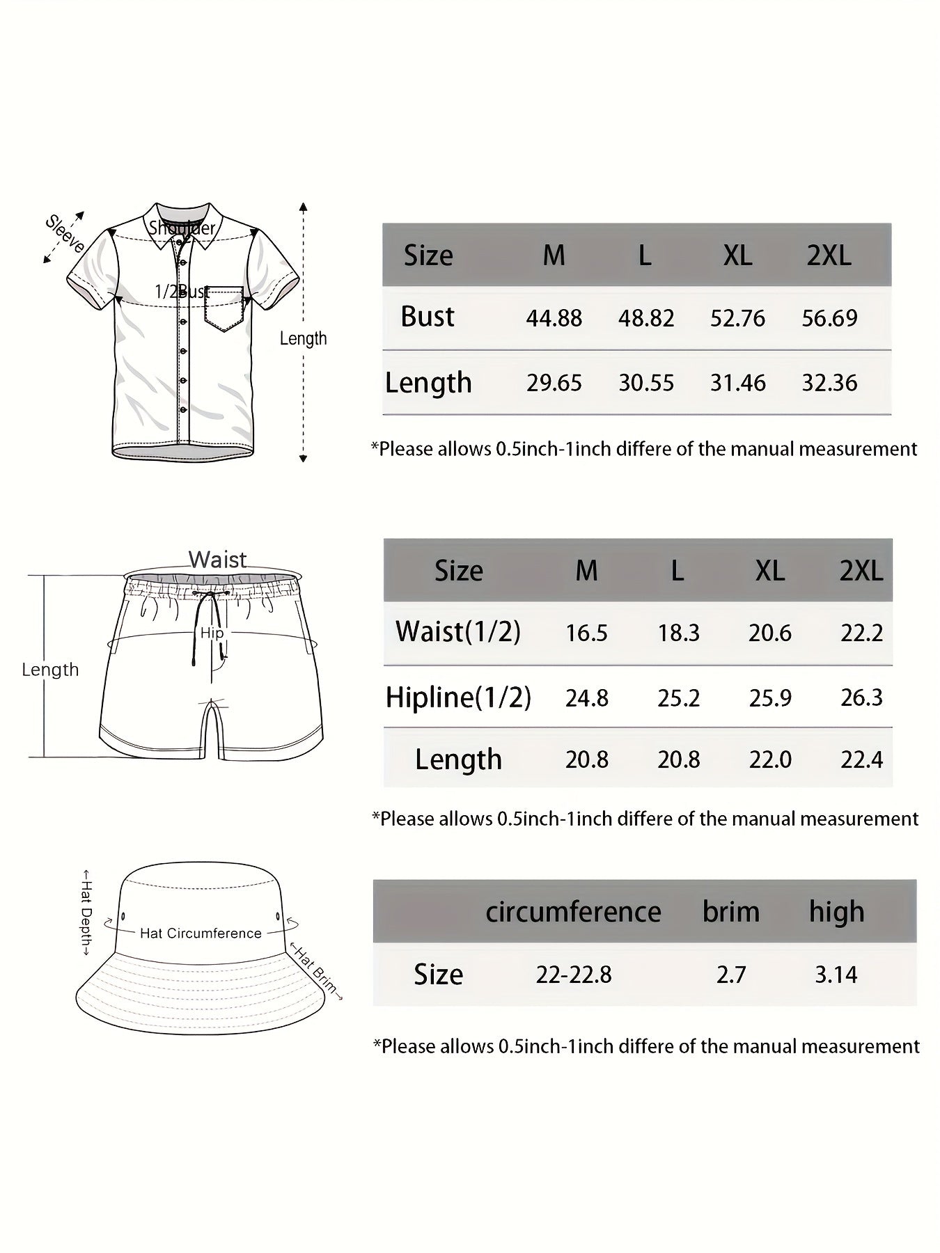 Men’s 3-Piece Retro Beach Outfit Set – Golden Chain Hawaiian Sportswear with Shirt, Shorts & Bucket Hat