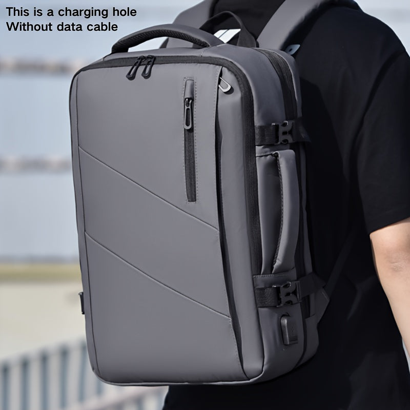 WEIXIER Unisex Large Capacity Travel Backpack – PU Leather Dual-Shoulder Bag with Horizontal Handle, Expandable Compartment & Independent Laptop Sleeve for Work, School & Weekend Trips