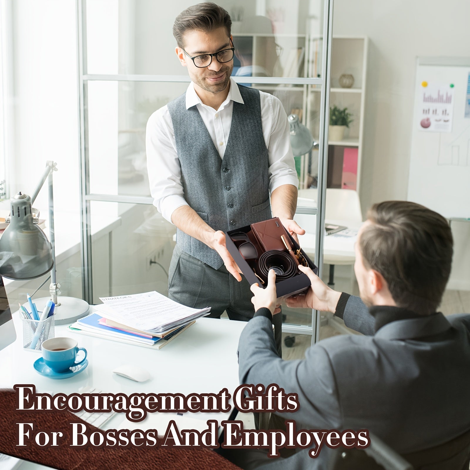 12-Piece Men’s & Father’s Day Gift Set – Brown PU Leather Wallet, Toiletry Bag, Tie, Socks, Belt, Keychain, Glasses, Pen & Compass in Gift Box