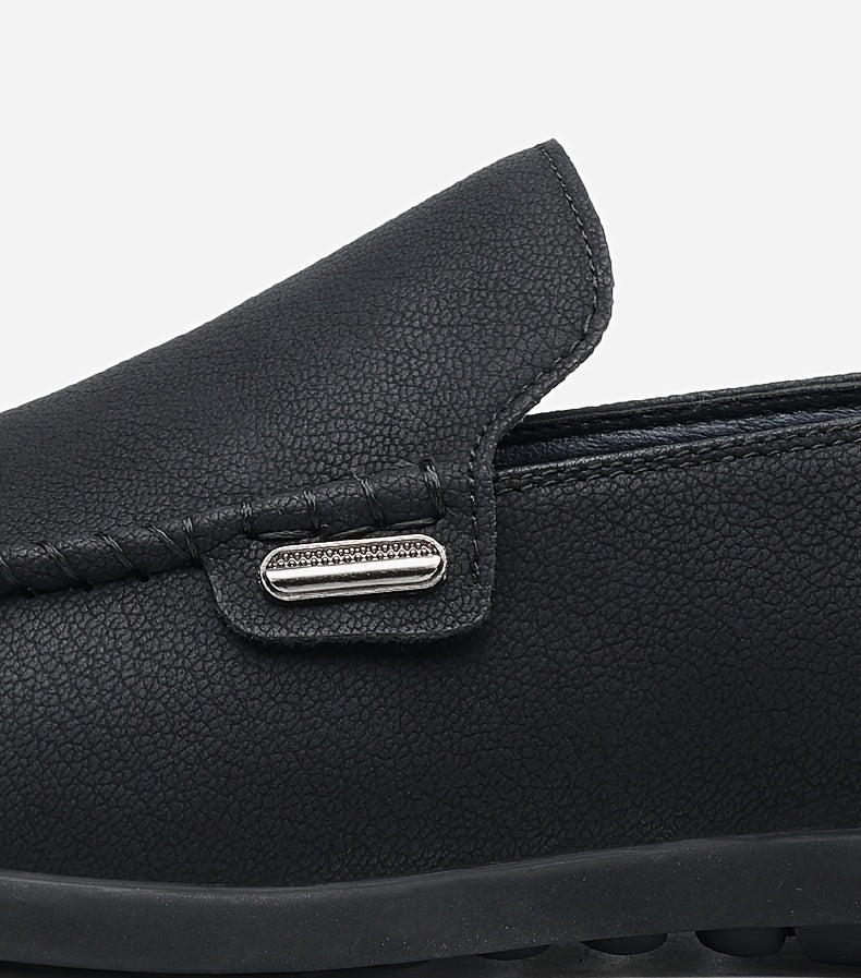 Men’s Business Casual Leather Loafers – Pointed Toe Slip-On Dress Shoes with Rubber Sole, All-Season Minimalist Office & Party Shoes (White)