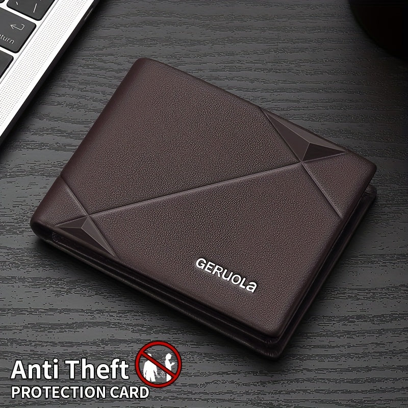 GERUOLA Men’s Genuine Leather Short Wallet – Top-Grain Cowhide RFID Blocking Credit Card Holder with Large Capacity Card Slots, Perfect Gift for Business, Office, Commute & Holidays