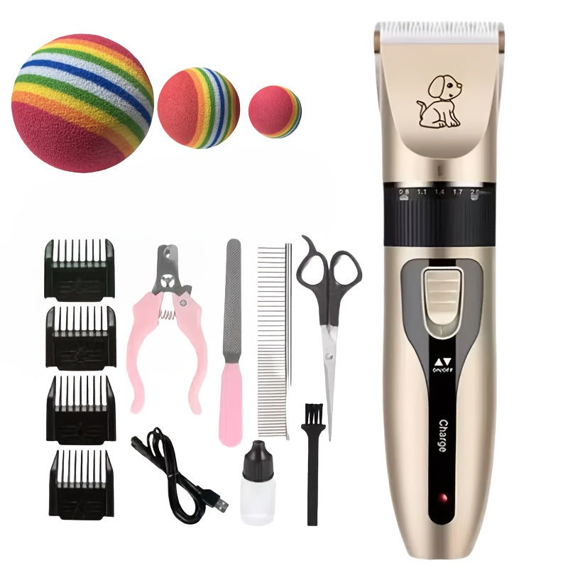 Professional Pet Grooming Kit – USB Rechargeable Electric Clipper with Ceramic Blades, Brush & Comb for Dogs, Cats & Puppies, Quiet Hair Trimmer for All Coat Types