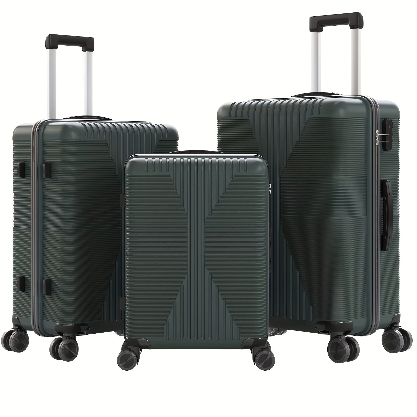 AUTOFOREVER 3-Piece ABS Hardshell Luggage Set – Super Light Scratch-Resistant 20"/24"/28" Spinner Suitcases with Aluminum Frame & Combination Lock (Bright Pink/Grey/Violet/Purple)