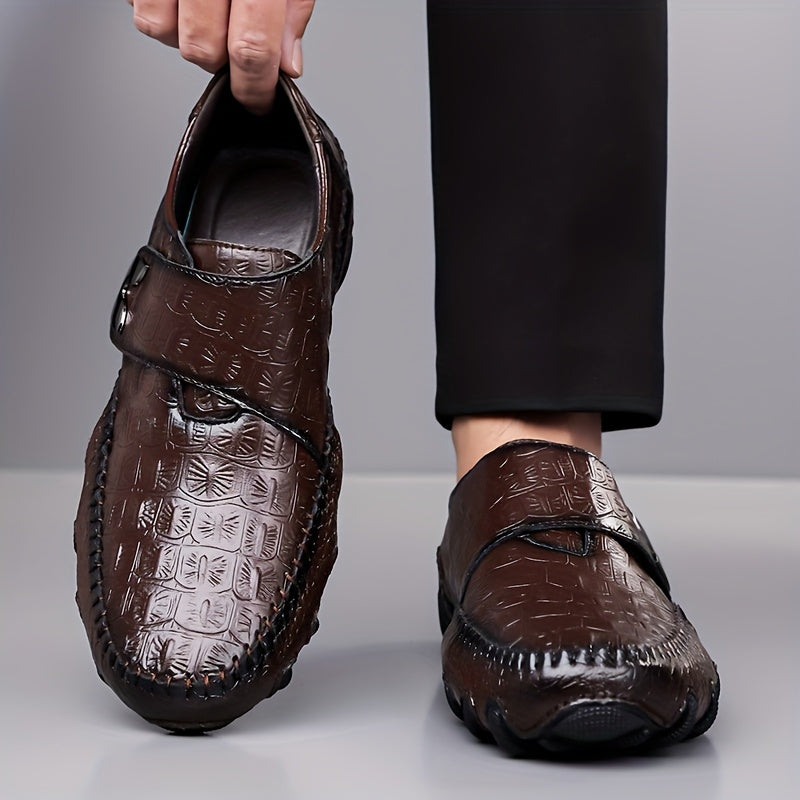 Men’s Crocodile Pattern Slip-On Loafers – Faux Leather Business Casual Shoes with Magnetic Closure & Non-Slip Rubber Sole