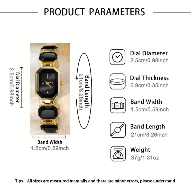 DITURUBY 5pcs Luxury Bohemian Women’s Jewelry & Watch Set – 14K Gold Plated Boho Necklace, Earrings, Ring & Dress Watch for Daily Wear & Party Outfits