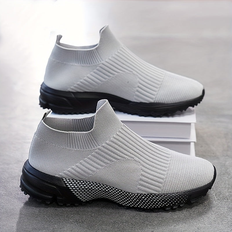 WANWEISI Breathable Slip-On Sneakers – Lightweight Unisex Knit Running Shoes with EVA Sole, Non-Slip Casual Trainers for Walking, Training & Daily Wear (Spring/Summer)