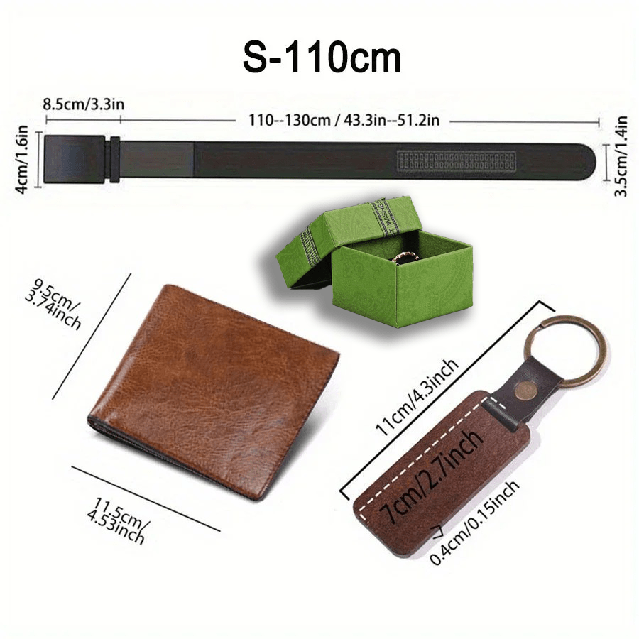 3pcs Customized Men’s Wallet, Belt & Pendant Keychain Gift Set – Vintage PU Leather with Large Name Personalization – Durable Daily Use Accessories for Father’s Day & Birthday Gifts